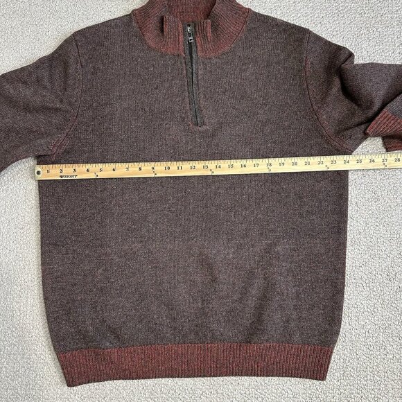 James Tattersall Pullover Sweater 1/4 Zip Brown Wool Blend Size XL - Picture 4 of 8